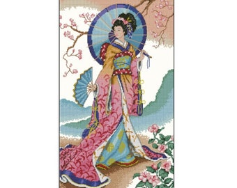 Flower of the East Geisha | Cross Stitch Pattern | Instant PDF download