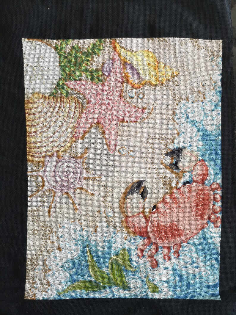 Crab, Seashell & Seastar Beach Ocean Cross Stitch Pattern – Coastal ...
