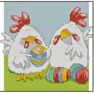 Two chicken and egg | EASTER | Cross Stitch Pattern | Instant PDF download