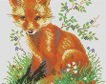 Fox in the Forest Cross Stitch Pattern – Woodland Wildlife Design – Instant Digital PDF Download