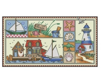 High Sea Ocean Tide Cross Stitch Pattern – Seascape & Coastal Design – Instant Digital PDF Download