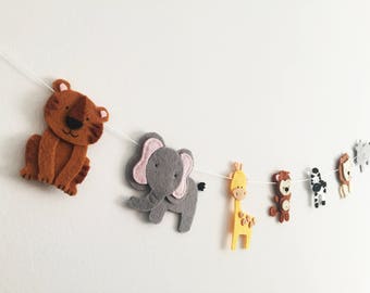 Sewing kit Jungle Animal Bunting Elephant Lion Giraffe Felt Baby Bedroom Nursery