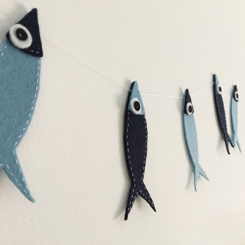 Fish Felt Garland Nursery Decor Sardine Garland Wall Etsy
