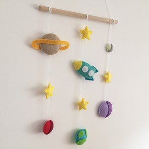 Wall baby mobile Outer Space theme Planets & Rocket Astronaut decor Nursery hanging bedroom Milky way Stars Solar System cute Baby gift image 3