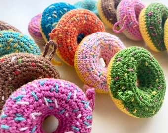 Crochet doughnut Colorful ornament Easter handmade gift Made of cotton yarn Nursery decoration Baby girl boy. Also available with name