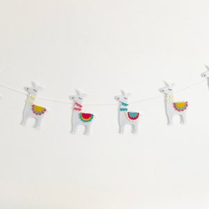 Llama garland Fiesta decor Lama Bedroom nursery decor unisex Boy Girl Baby shower gift Taco party Boho Bunting Backdrop Rainbow Alpaca image 2