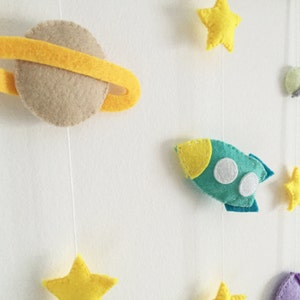 Wall baby mobile Outer Space theme Planets & Rocket Astronaut decor Nursery hanging bedroom Milky way Stars Solar System cute Baby gift image 2