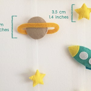 Wall baby mobile Outer Space theme Planets & Rocket Astronaut decor Nursery hanging bedroom Milky way Stars Solar System cute Baby gift image 4