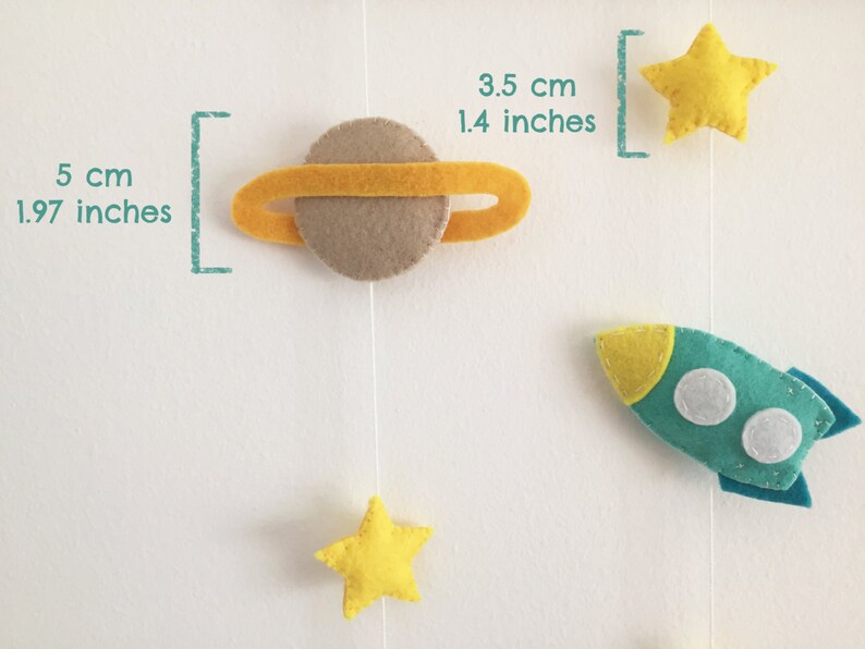 Wall baby mobile Outer Space theme Planets & Rocket Astronaut decor Nursery hanging bedroom Milky way Stars Solar System cute Baby gift image 4