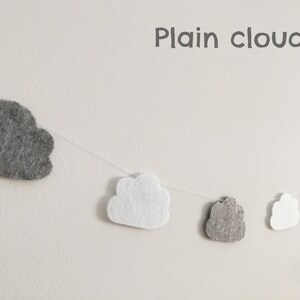 Cloud garland, Nursery decor, Baby shower decor, Modern nursery, White clouds, Grey clouds, Baby room, Cloud Bunting, Kids room, Sky Plain clouds