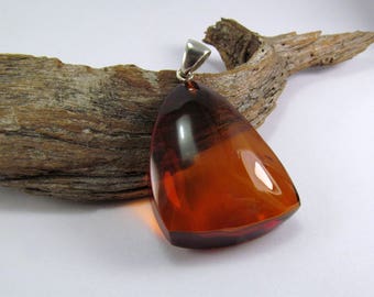 Dainty Baltic Amber Pendant, Baltic Amber Charm Necklace, Amber Drop, Amber and Sterling Silver, Natural Amber Jewelry