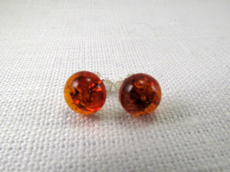 red amber stud earrings Baltic Amber Stud Earrings 925 Sterling silver Natural Baltic Amber Jewelry