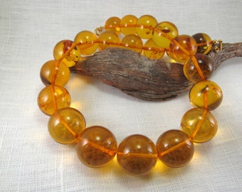 Luxurious Baltic Amber Butterscotch Bead, Translucent Amber Necklace, Round Calibrated Beads, Natural Amber Jewelry