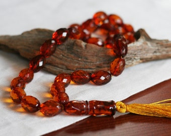 Baltic Amber Faceted Prayer Bead, 33 beads, Natural Baltic Amber, Rosary Prayer beads