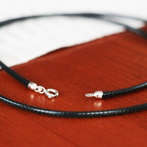 Sterling Silver cord black, Thread twine chain with Sterling Silver clasp, Synthetic twine Sterling Silver 925