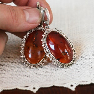 Dangle Baltic Amber Earrings, Sunny Earrings Amber, Amber Share, Natural Amber Earrings, Amber Set with Sterling silver