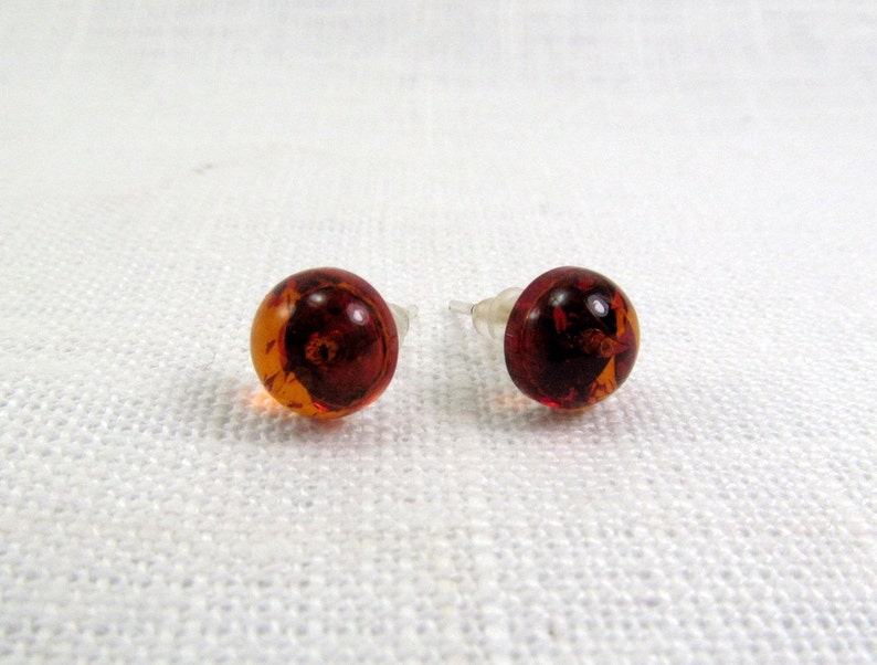 red amber stud earrings Baltic Amber Stud Earrings 925 Sterling silver Natural Baltic Amber Jewelry