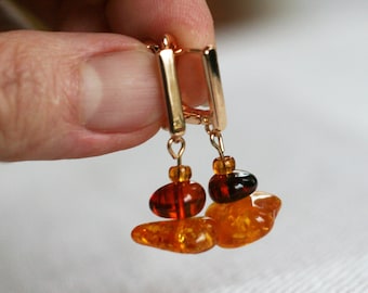 Boucles d'oreilles pendantes en ambre de la Baltique Sunny Little, boucle d'oreille en ambre, bijoux originaux en ambre naturel