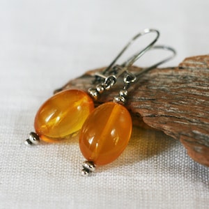 Beautiful Baltic Amber Earrings Yellow oval shape earrings, Natural Amber Earrings, Set with 925 Sterling Silver, Amber Jewelry
