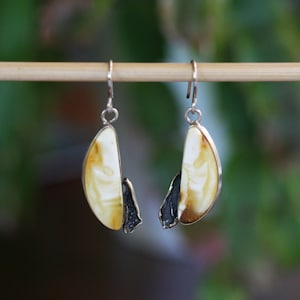 Oorbellen van Baltisch barnsteen, natuurlijk uniek barnsteen, oorbellen van amber, 925 sterlingzilver en amber, oorbellen cadeau