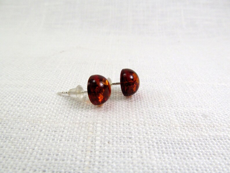 red amber stud earrings Baltic Amber Stud Earrings 925 Sterling silver Natural Baltic Amber Jewelry