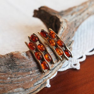 Baltic Amber Earrings Stud Elegant, Sunny Earring Amber gold plated, Original Natural Amber Jewelry
