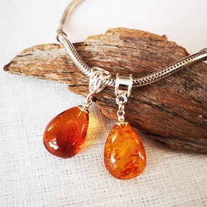Small Baltic Amber Pendant, Drop Baltic Amber, Amber teardrop, Natural Amber Jewelry, Sterling Silver Amber
