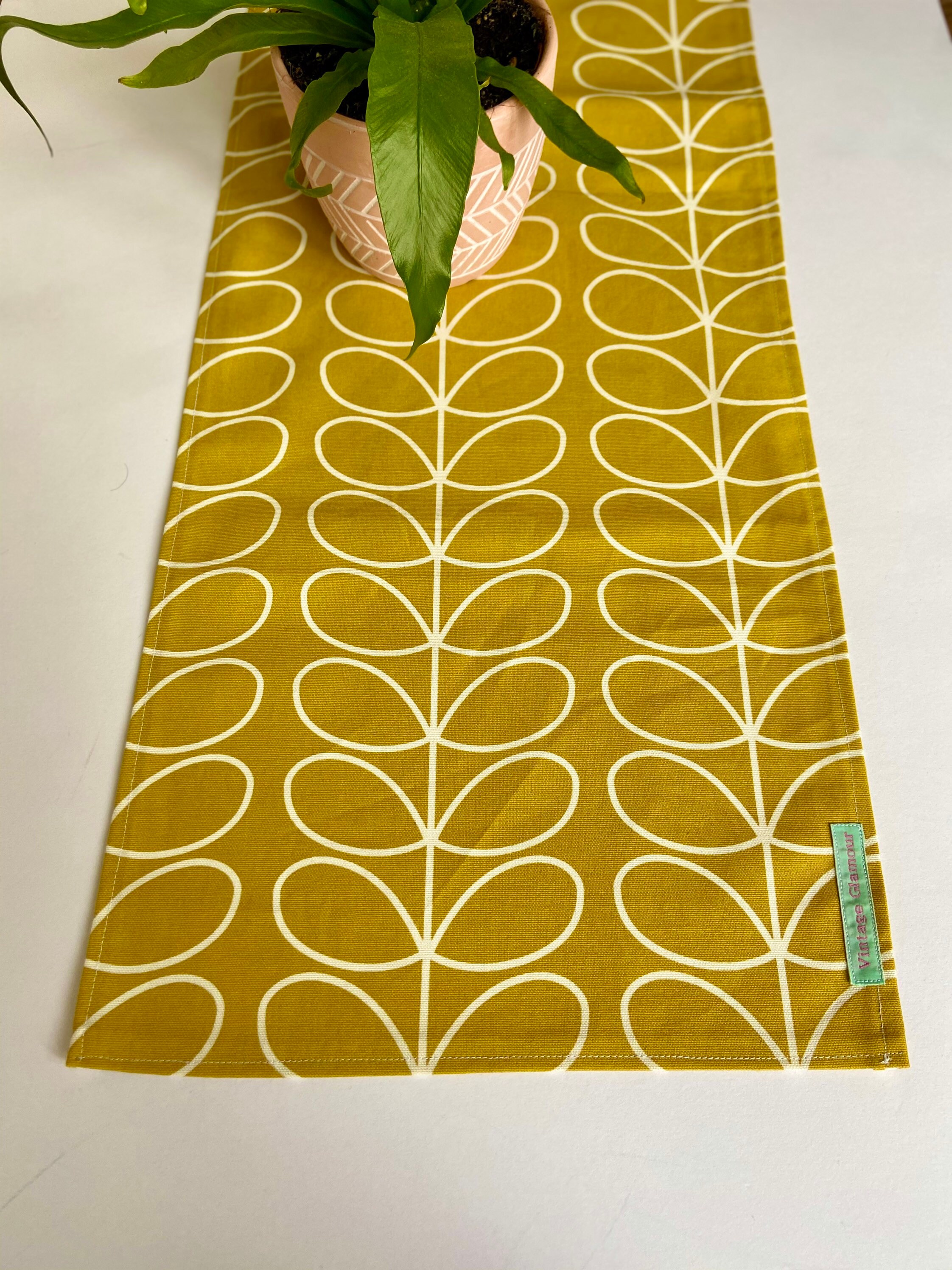 Handmade Large Orla Kiely 2m Ochre Table Runner Natural Etsy