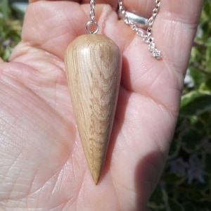 Wooden Dowsing Pendulum English Oak Wood handturned with your choice of crystal bead