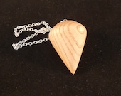 Wooden Dowsing Pendulum English Ash Wood handturned in Devon with your choice of crystal bead