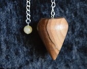 Wooden Dowsing Pendulum English Plum Wood handturned in Devon with your choice of crystal bead