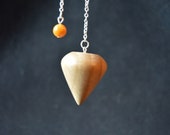 Wooden Dowsing Pendulum English Liquid Amber (Sweetgum) Wood handturned in Devon with your choice of crystal bead