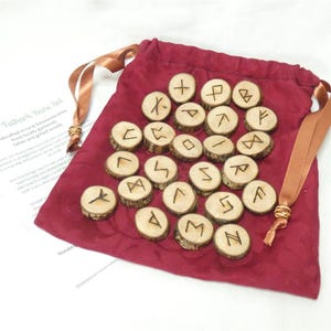 Hazel Wood Runes Set: Elder Futhark Alphabet, Pagan Wiccan Rituals