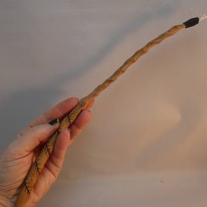 Wooden Wand made from English Apricot Wood with Quartz crystal point