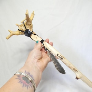 Shamanic Talking or Spirit Stick crafted from English Mistletoe and Poplar Wood with Sodalite Crystal
