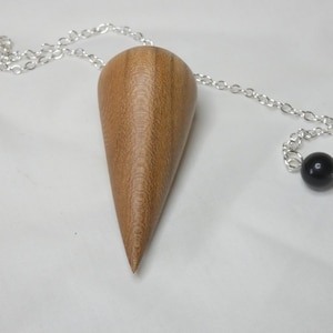 Wooden Dowsing Pendulum English Elm Wood handturned with your choice of crystal bead