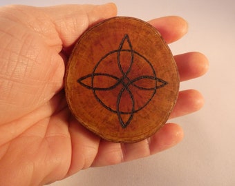 Found Wood Witches Knot Symbol with pyrography design - Pagan, Wicca, Rituals and Altar Decoration