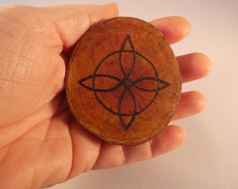 Gefunden Holz Hexen Knoten Symbol mit Brandmalerei Design - Pagan, Wicca, Rituale und Altar Dekoration