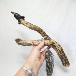 Shamanic Talking or Spirit Stick crafted from English Acer Wood with Tigers Iron and Blue John Crystals