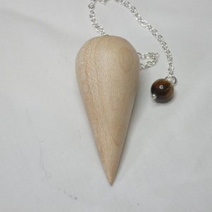 Wooden Dowsing Pendulum English Sycamore Wood handturned with your choice of crystal bead