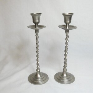 Vintage Silver Metal Candlesticks for ceremonies and altars - pair