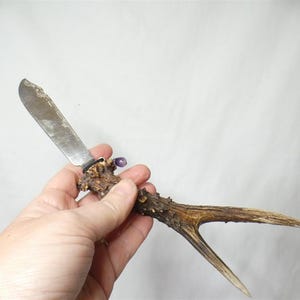 Athame Found Antler and Vintage Metal handcrafted for altars, rituals and ceremonies