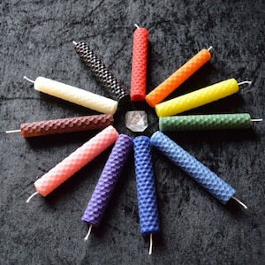 Spell Candles Beeswax set of 6, 7 or 11 for ceremonies, rituals, altars, magic and chakras
