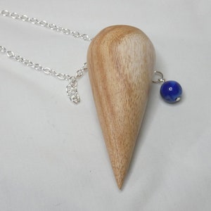 Wooden Dowsing Pendulum English Mimosa Wood handturned with your choice of crystal bead
