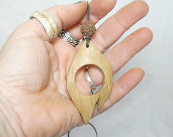 Sacred Circle Oak Wood Amulet Charm for Good Luck