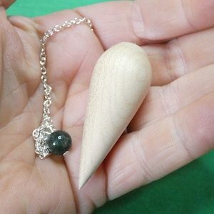 Wooden Dowsing Pendulum Maple Wood handturned with your choice of crystal bead