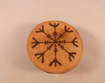 Pyrographie Helm der Ehrfurcht Holz Altar Dekoration - Pagan Wicca Rituale