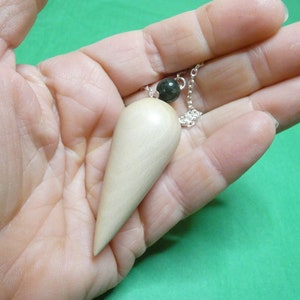 Wooden Dowsing Pendulum English Holly Wood handturned with your choice of crystal bead