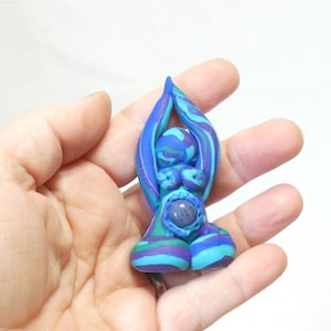 Goddess Marble Clay Altar Statue with Sodalite crystal
