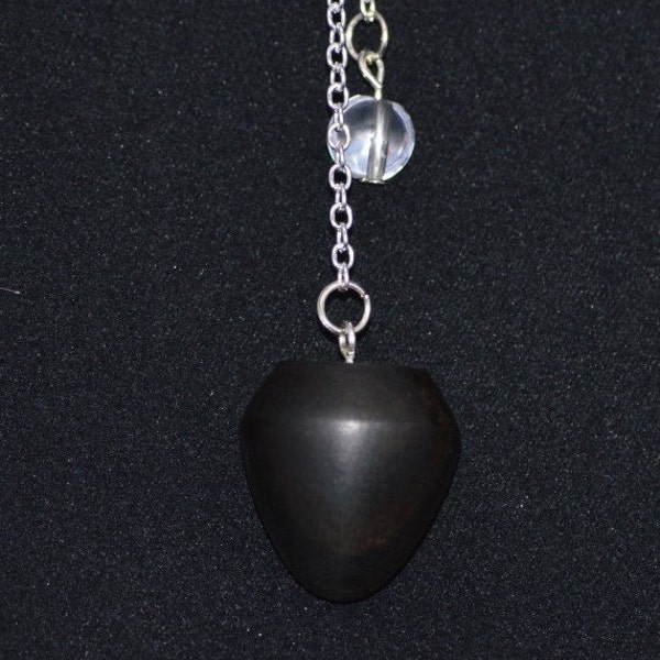Ebony Wood Pendulum for healing, Reiki, meditation and dowsing with a Quartz bead
